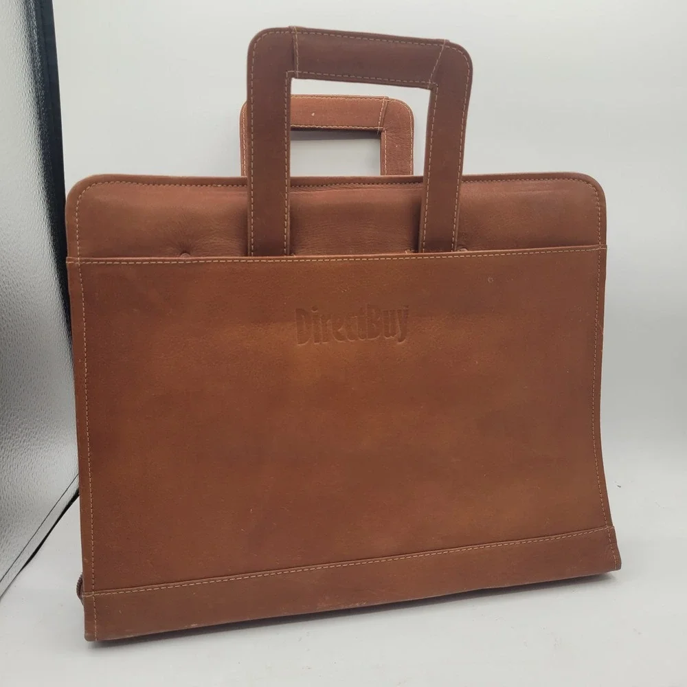 Piel Leather Full-Grain‎ Leather Three-Ring Binder Saddle Briefcase